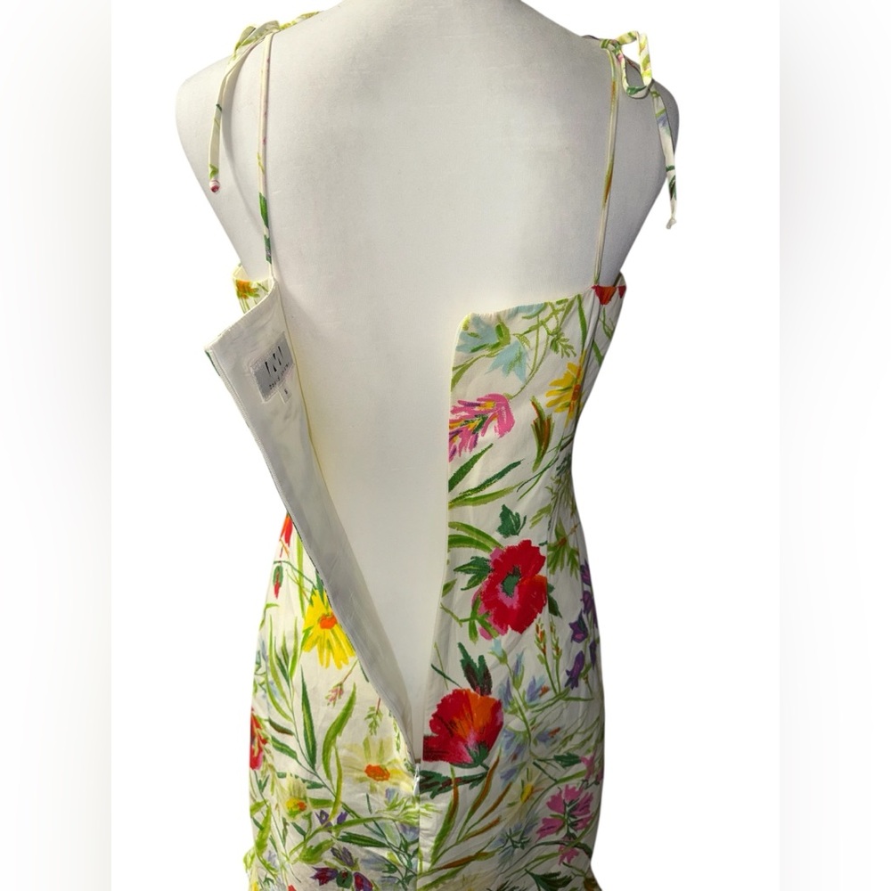 Vintage David Meister Spring Floral Ruffle Hem Sun Mini Dress Spaghetti Strap 6 - Picture 8 of 12